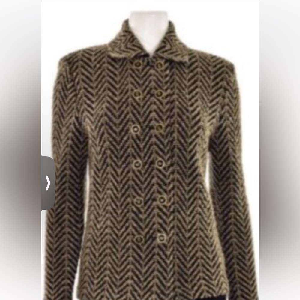 St John Chevron Patterned Double-Breasted Jacket - image 1